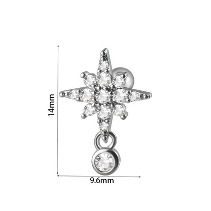 1 Piece Elegant Glam Flower Inlay Stainless Steel Zircon Earrings