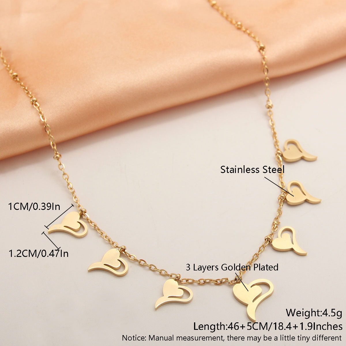 Wholesale Simple Style Solid Color Heart Shape Symbol Stainless Steel Plating 18k Gold Plated Gold Plated Necklace