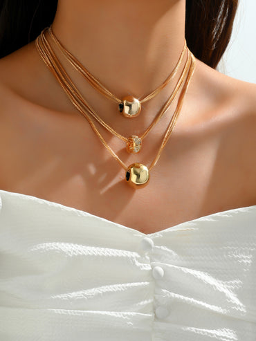 Simple Style Classic Style Solid Color Alloy Inlay Rhinestones Women's Layered Necklaces