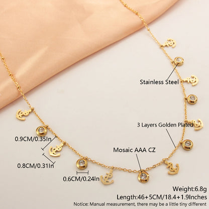 Wholesale Modern Style Simple Style Letter Stainless Steel Plating Inlay Gold Plated Zircon Necklace