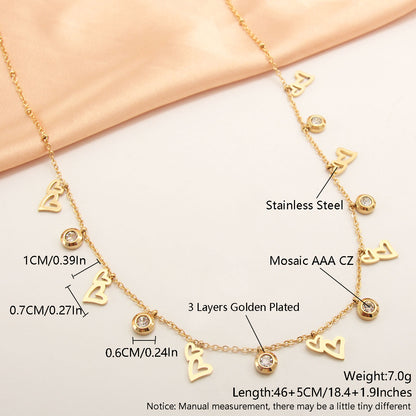 Wholesale Modern Style Simple Style Letter Stainless Steel Plating Inlay Gold Plated Zircon Necklace