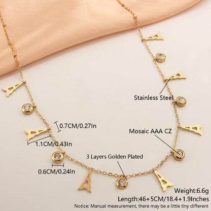 Wholesale Modern Style Simple Style Letter Stainless Steel Plating Inlay Gold Plated Zircon Necklace