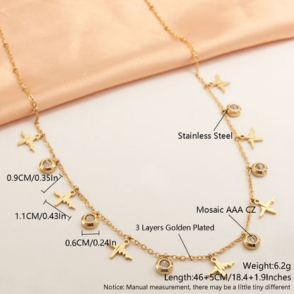 Wholesale Modern Style Simple Style Letter Stainless Steel Plating Inlay Gold Plated Zircon Necklace