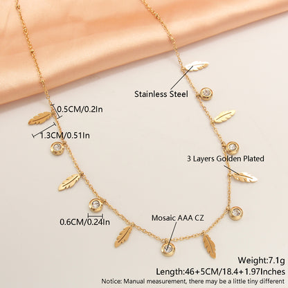 Wholesale Simple Style Solid Color Stainless Steel Plating Inlay Gold Plated Zircon Necklace