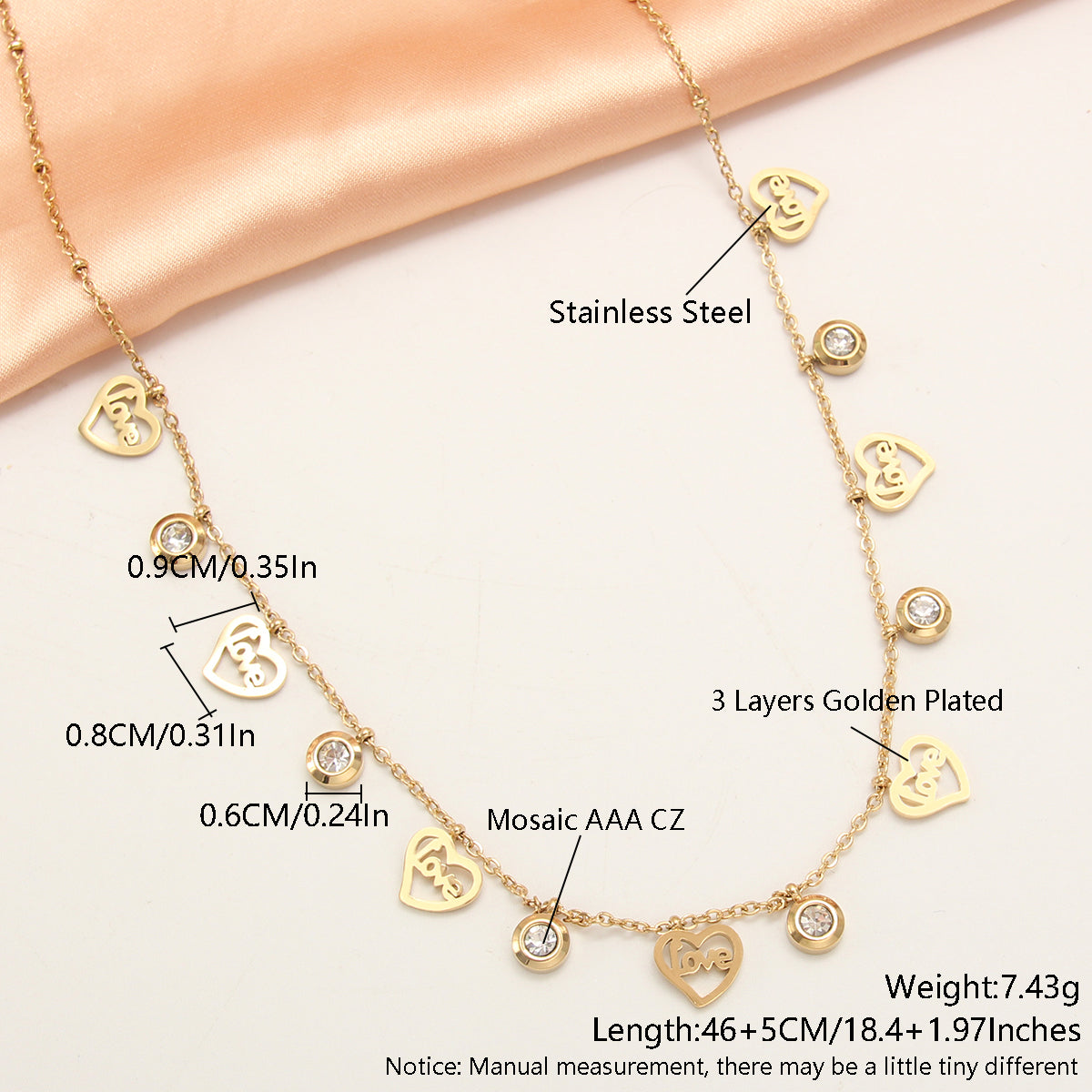 Wholesale Simple Style Solid Color Stainless Steel Plating Inlay Gold Plated Zircon Necklace