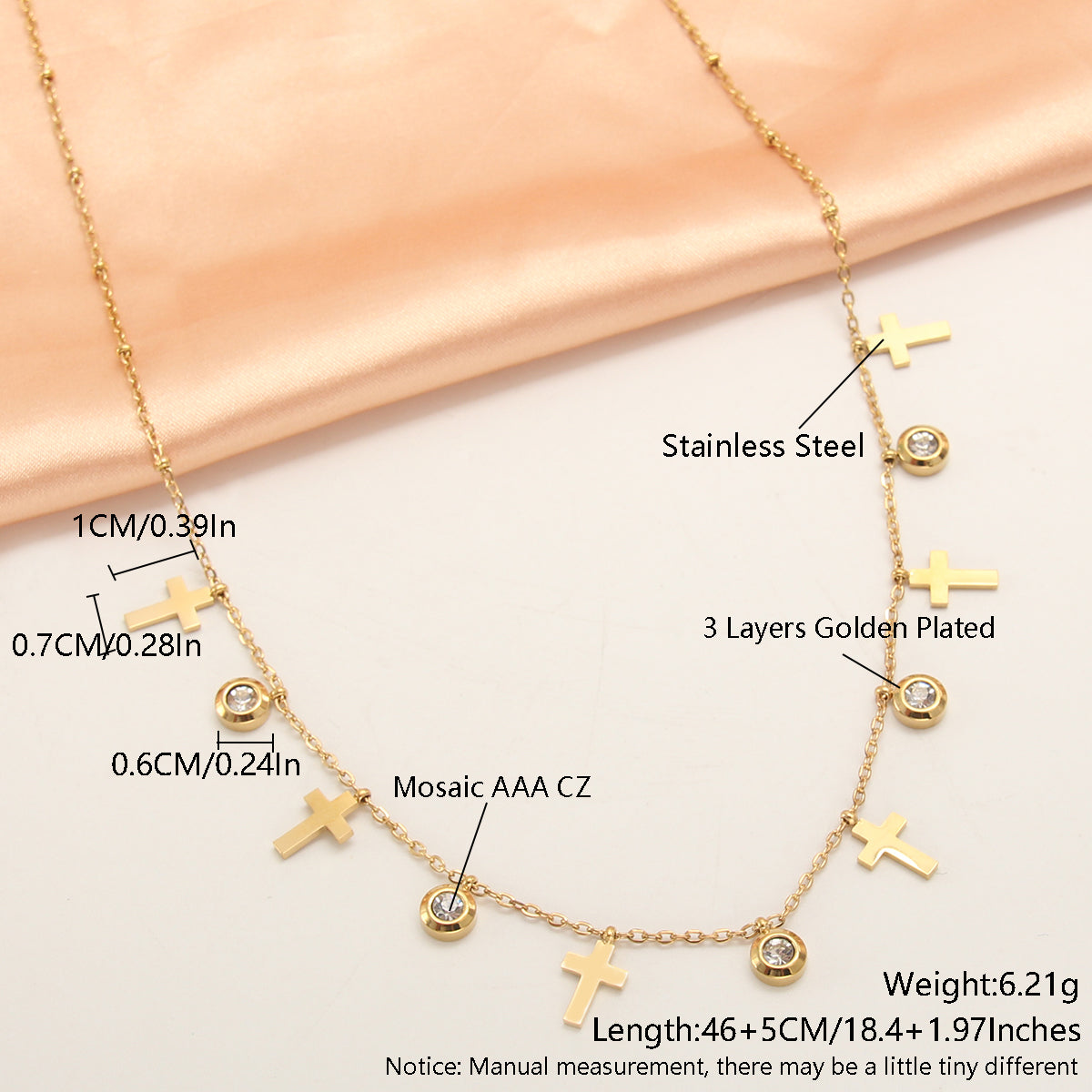 Wholesale Simple Style Solid Color Stainless Steel Plating Inlay Gold Plated Zircon Necklace