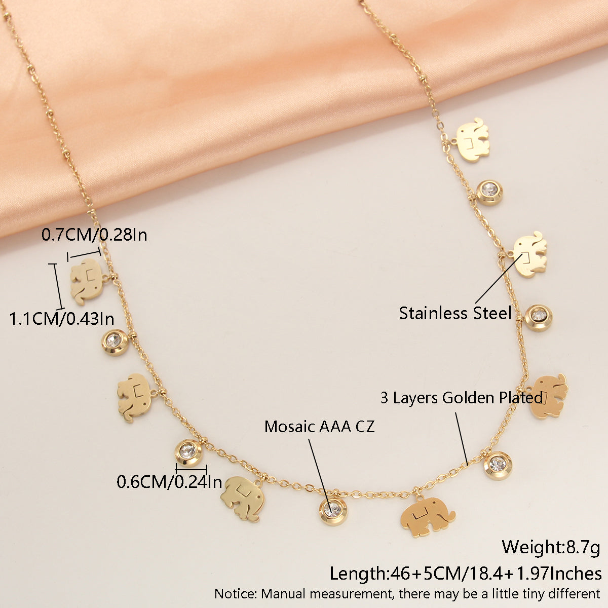 Wholesale Simple Style Solid Color Stainless Steel Plating Inlay Gold Plated Zircon Necklace