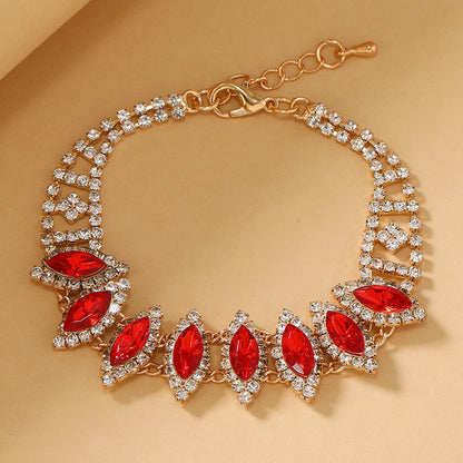 Elegant Luxurious Color Block Alloy Plating Inlay Rhinestones Gold Plated Women's Bracelets