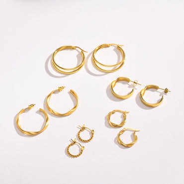 1 Pair Simple Style Classic Style Solid Color Plating Stainless Steel Gold Plated Earrings