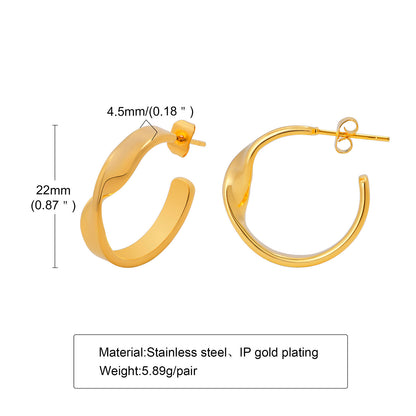 1 Pair Simple Style Classic Style Solid Color Plating Stainless Steel Gold Plated Earrings