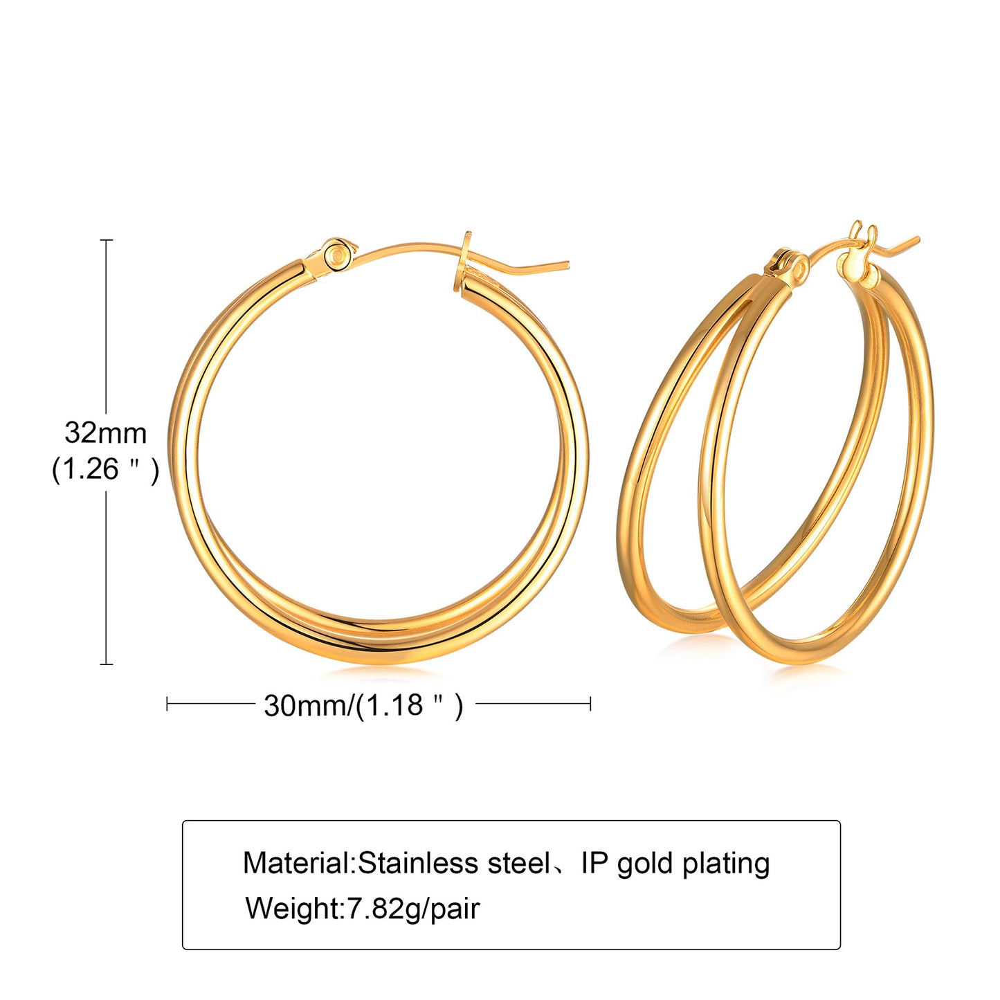 1 Pair Simple Style Classic Style Solid Color Plating Stainless Steel Gold Plated Earrings