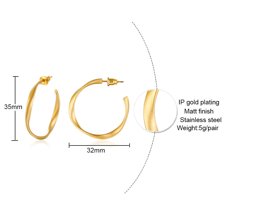 1 Pair Simple Style Classic Style Solid Color Plating Stainless Steel Gold Plated Earrings