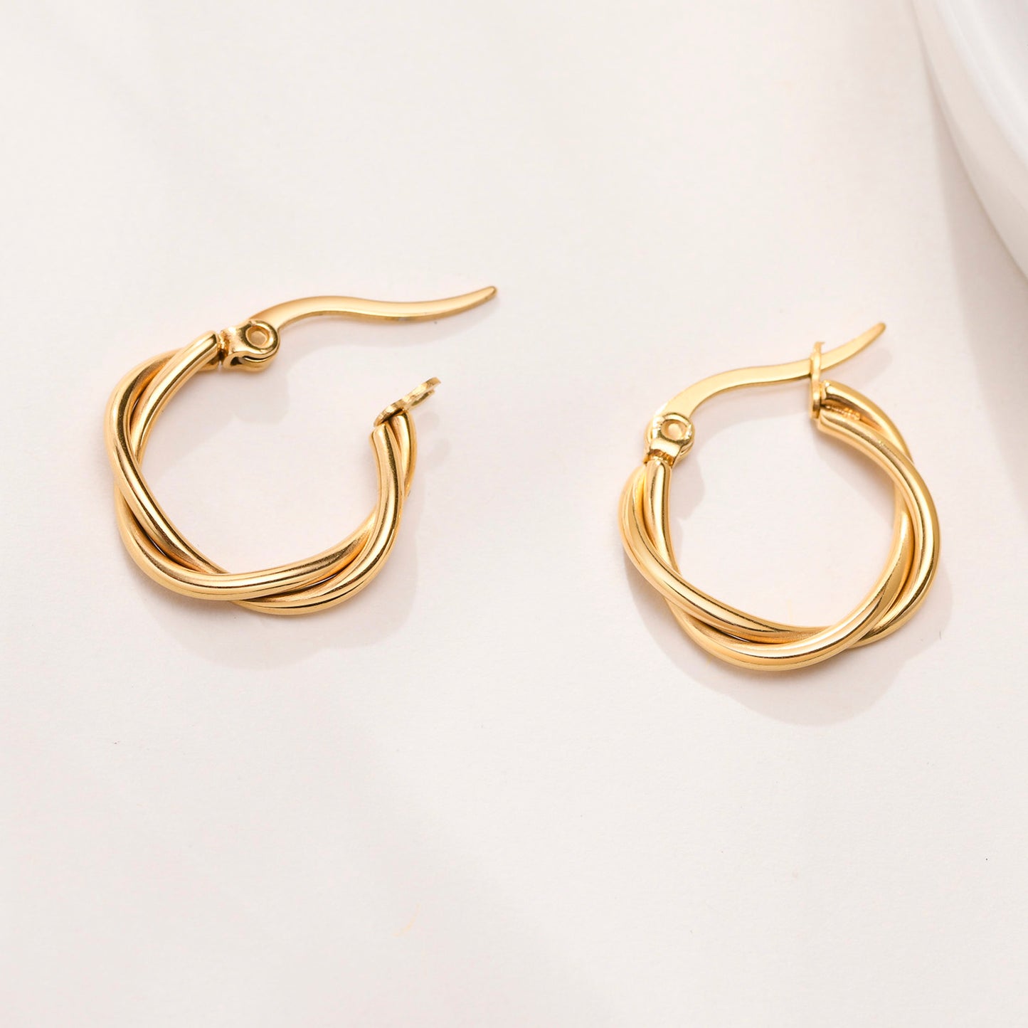 1 Pair Simple Style Classic Style Solid Color Plating Stainless Steel Gold Plated Earrings