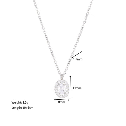 Simple Style Round Stainless Steel Plating Inlay Zircon White Gold Plated Gold Plated Pendant Necklace