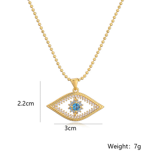Simple Style Devil's Eye Copper Plating Inlay Zircon 18k Gold Plated Pendant Necklace