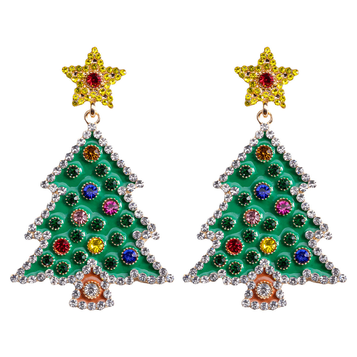 1 Pair Simple Style Classic Style Christmas Tree Inlay Alloy Rhinestones Drop Earrings