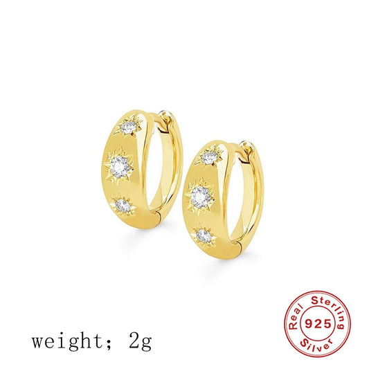 1 Pair Simple Style Solid Color Plating Inlay Sterling Silver Zircon 18k Gold Plated Silver Plated Ear Studs