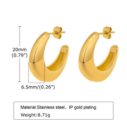 1 Pair Simple Style Classic Style Solid Color Plating Stainless Steel Gold Plated Earrings