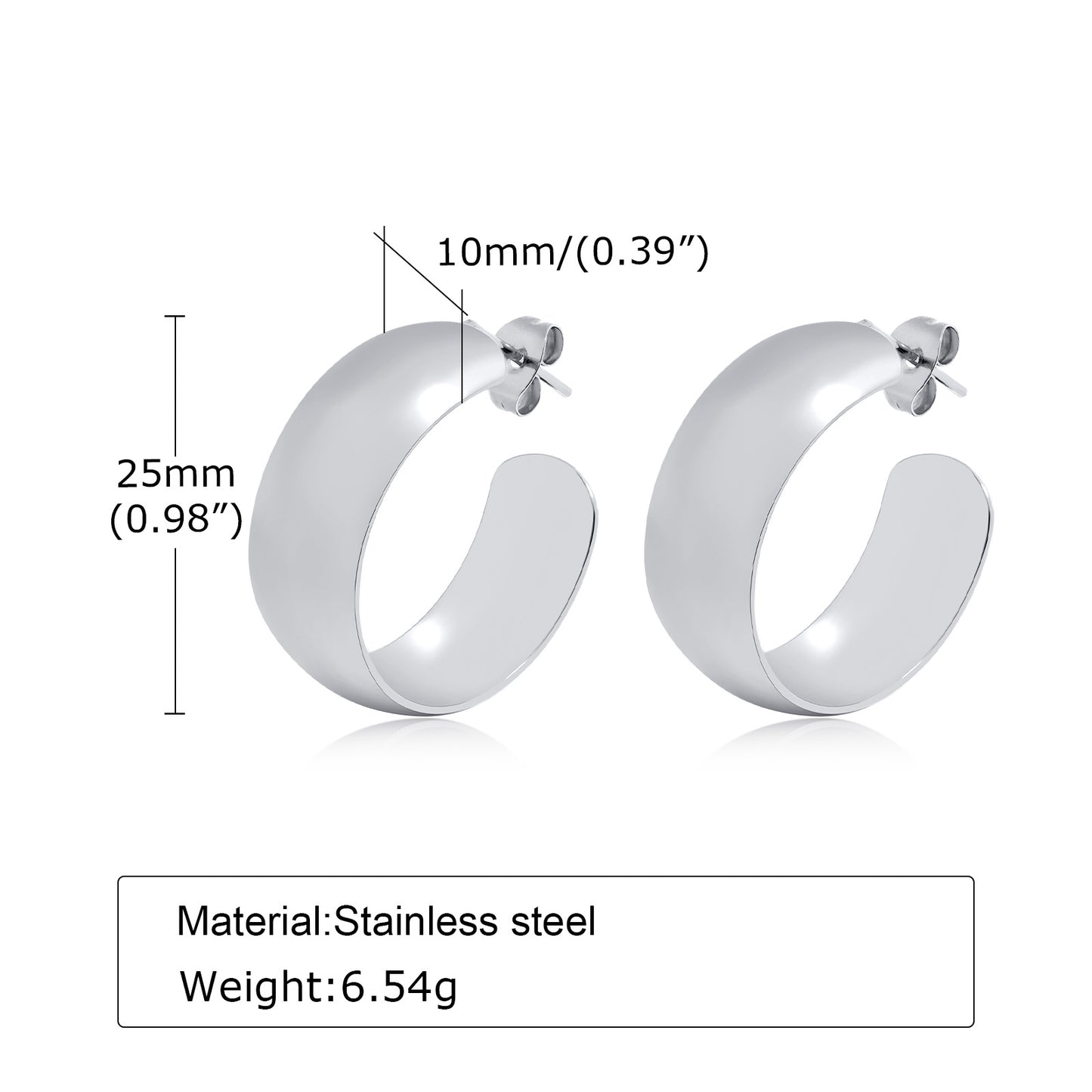 1 Pair Simple Style Classic Style Solid Color Plating Stainless Steel Gold Plated Earrings