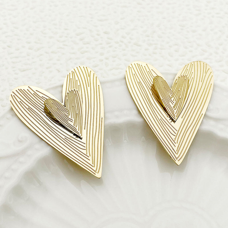 1 Pair Elegant Sweet Heart Shape Plating Stainless Steel Gold Plated Ear Studs