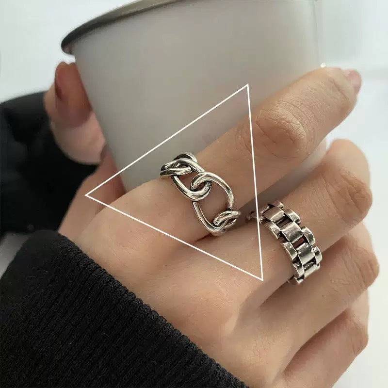 Retro Geometric Copper Rings