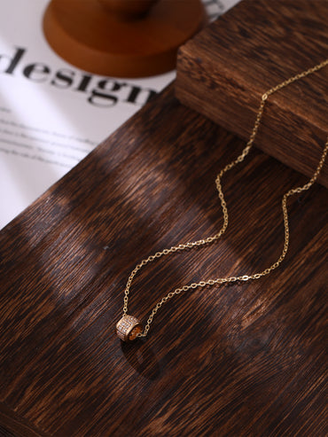 Vintage Style Cylindrical Copper Plating Inlay Zircon Pendant Necklace