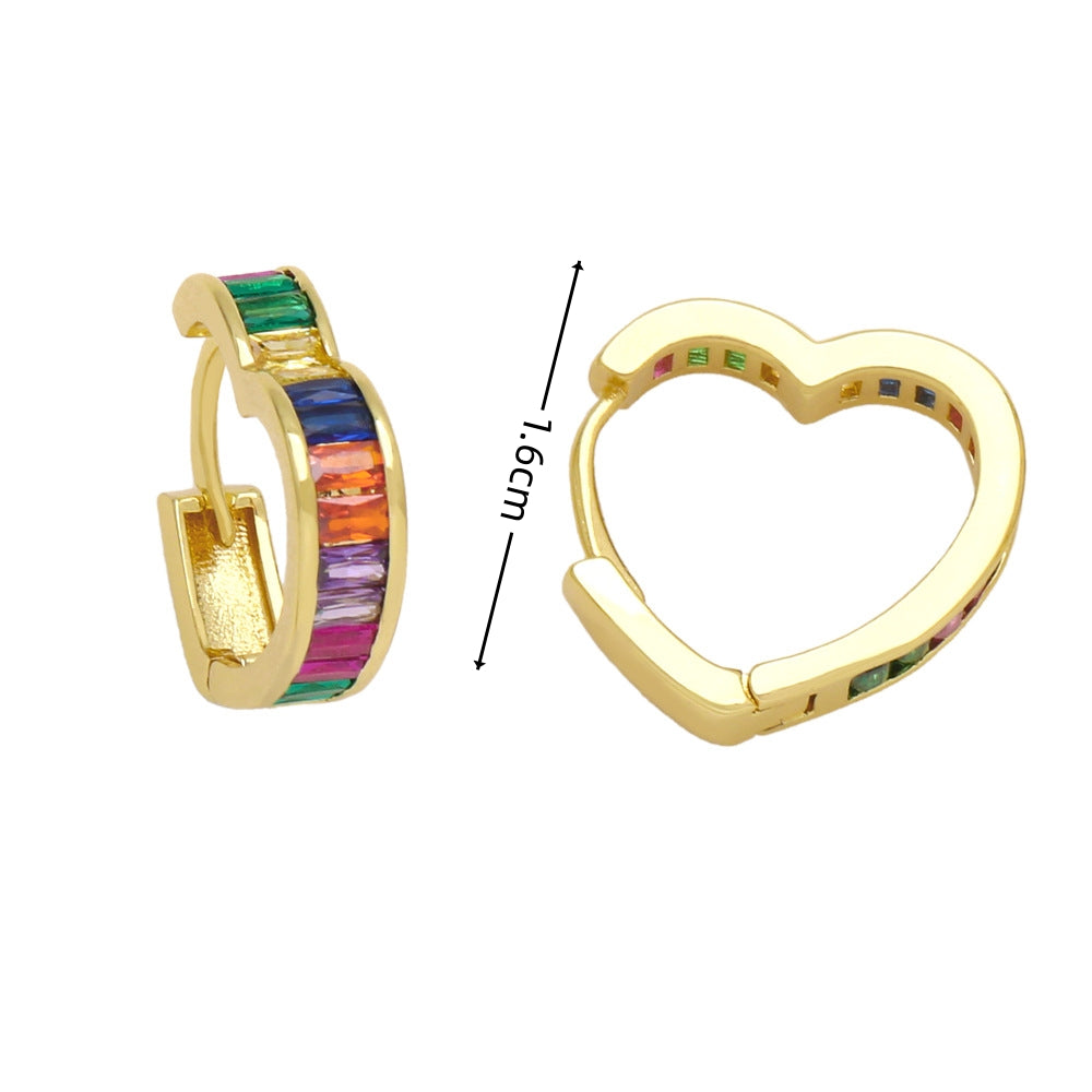 1 Pair Sweet Heart Shape Plating Inlay Alloy Zircon Gold Plated Hoop Earrings