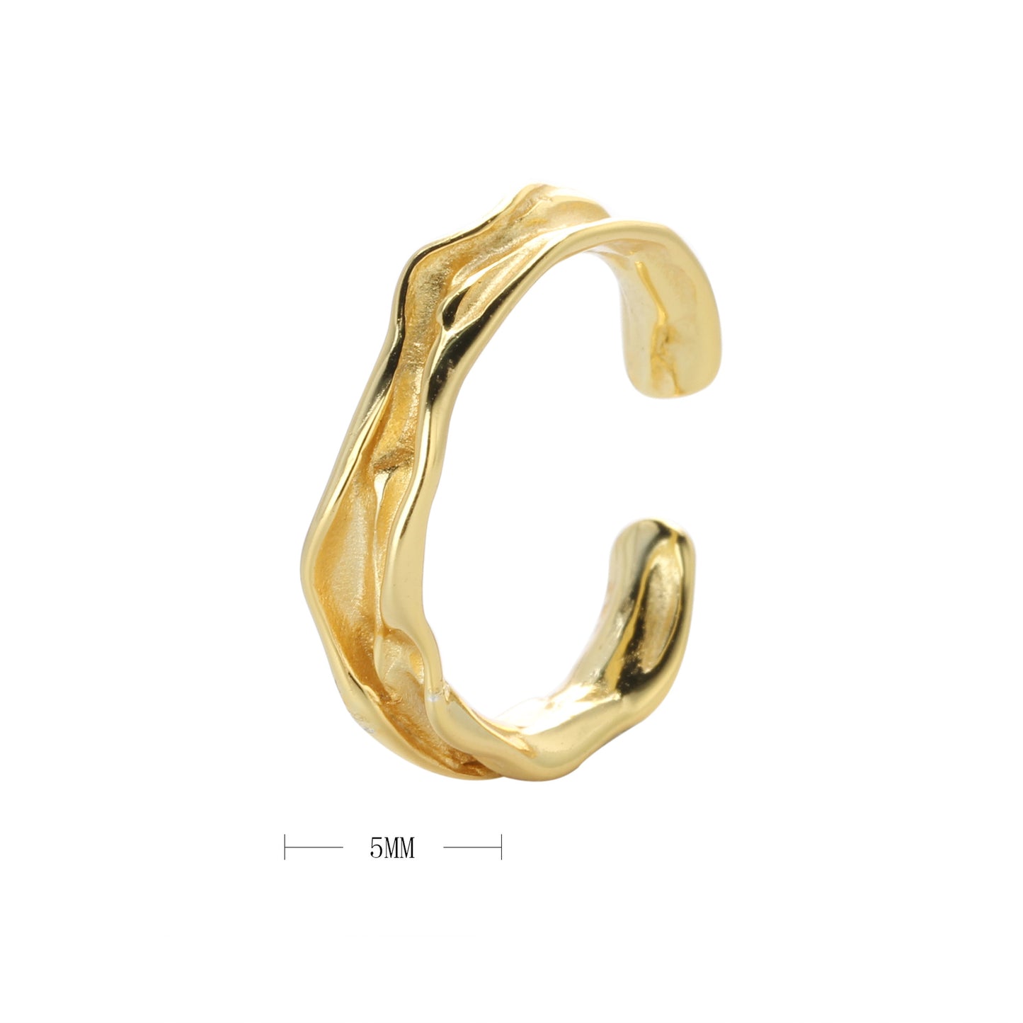 Simple Style Waves Sterling Silver Irregular Plating Gold Plated Rings