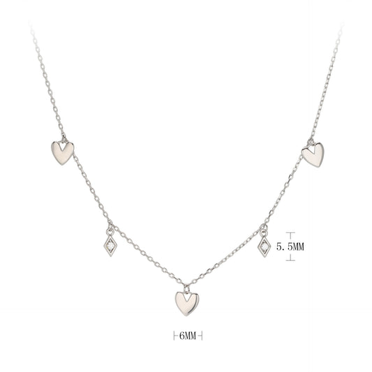 Classic Style Commute Heart Shape Rhombus Sterling Silver Plating Gold Plated Necklace