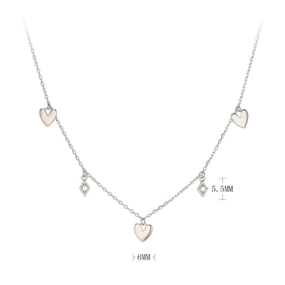 Classic Style Commute Heart Shape Rhombus Sterling Silver Plating Gold Plated Necklace