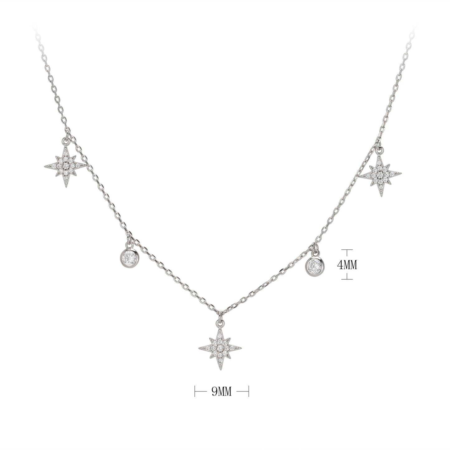 Simple Style Star Sterling Silver Inlay Zircon Necklace