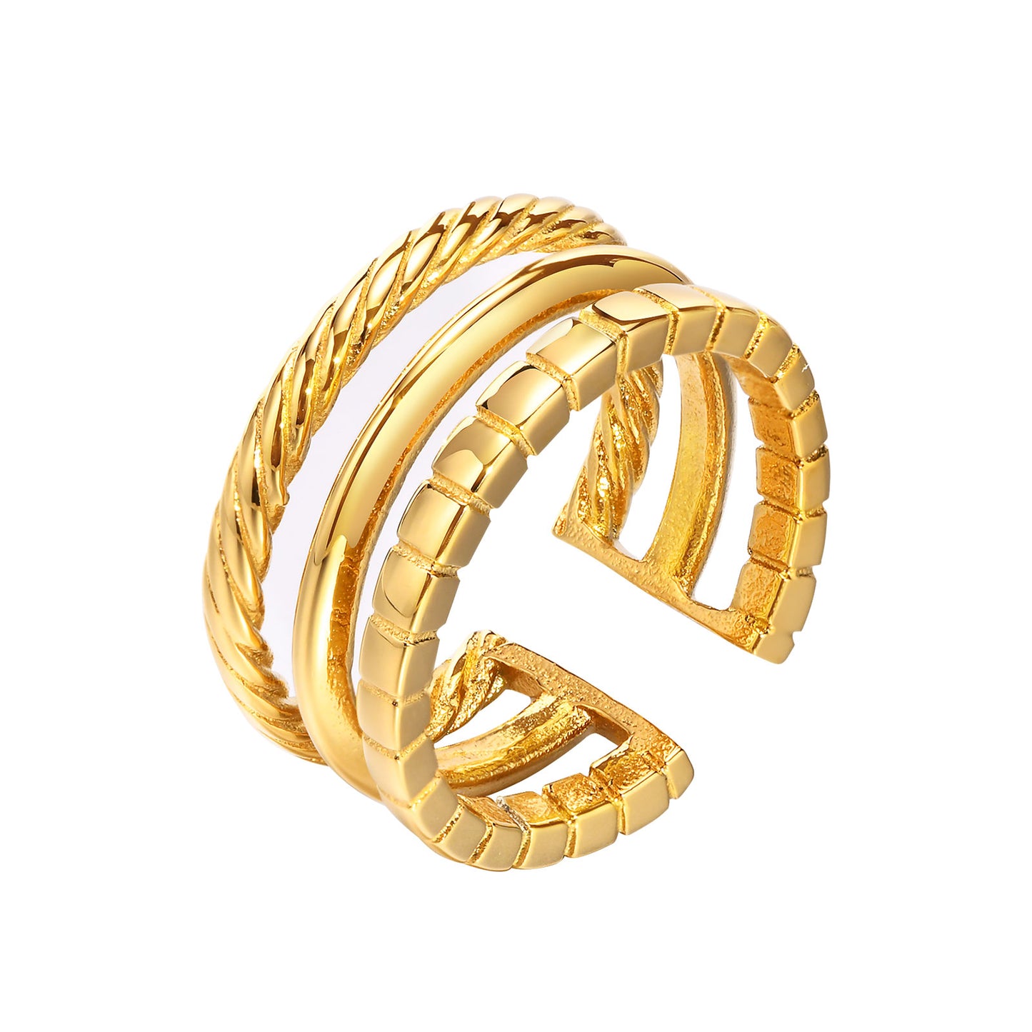 Simple Style Solid Color Stainless Steel Plating Gold Plated Rings