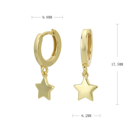 1 Pair Classic Style Star Plating Sterling Silver Gold Plated Drop Earrings