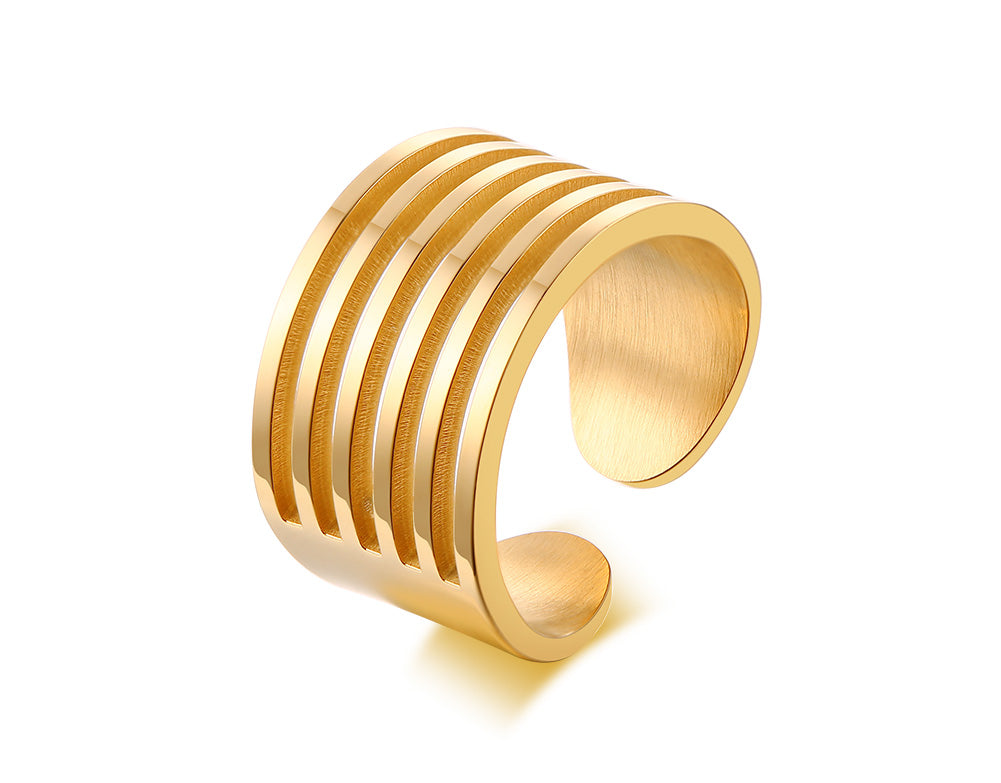 Simple Style Solid Color Stainless Steel Plating Gold Plated Rings