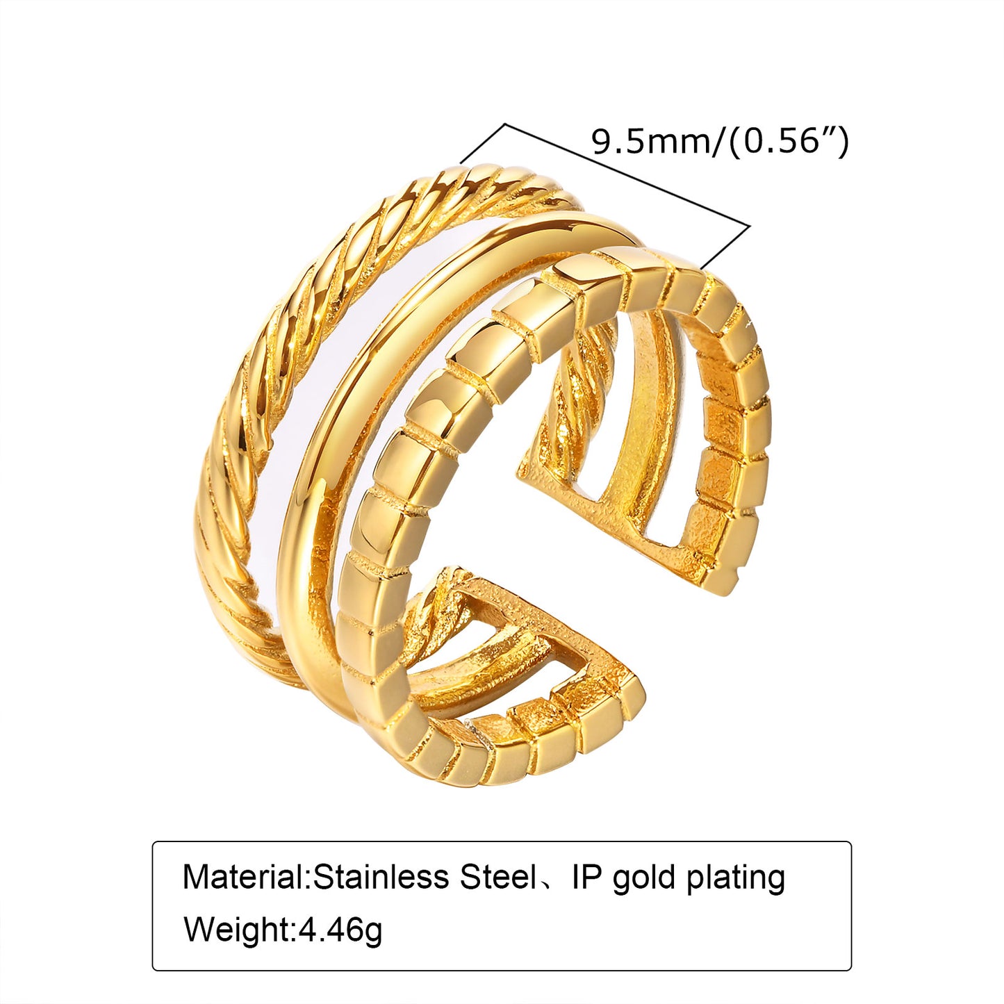 Simple Style Solid Color Stainless Steel Plating Gold Plated Rings