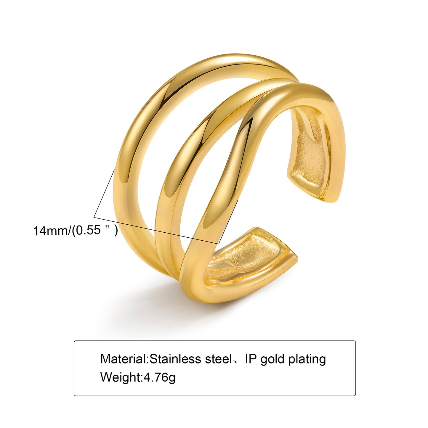 Simple Style Solid Color Stainless Steel Plating Gold Plated Rings