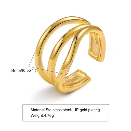 Simple Style Solid Color Stainless Steel Plating Gold Plated Rings