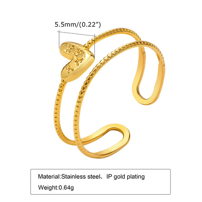 Simple Style Solid Color Stainless Steel Plating Gold Plated Rings