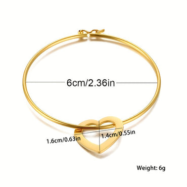 Simple Style Commute Heart Shape Stainless Steel Plating 18k Gold Plated Bangle