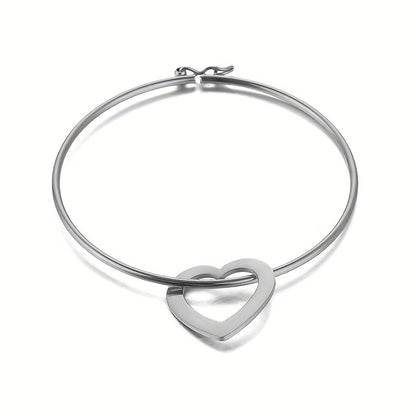 Simple Style Commute Heart Shape Stainless Steel Plating 18k Gold Plated Bangle