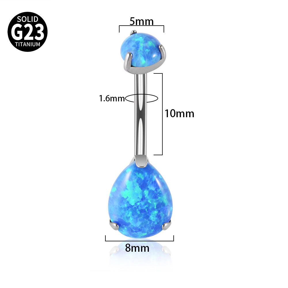 Fashion Water Droplets Titanium Inlay Zircon Unisex Belly Ring 1 Piece