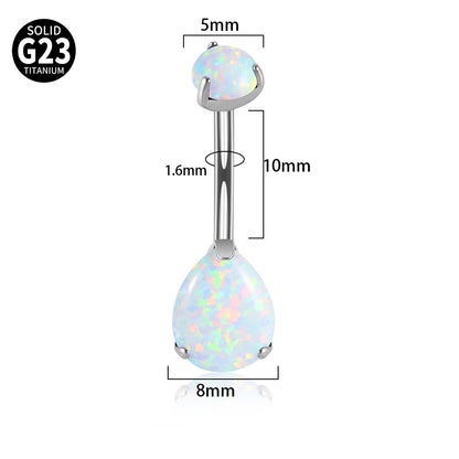 Fashion Water Droplets Titanium Inlay Zircon Unisex Belly Ring 1 Piece