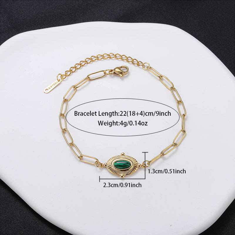 Simple Style Sun Stainless Steel Plating Inlay Natural Stone 18k Gold Plated Bracelets