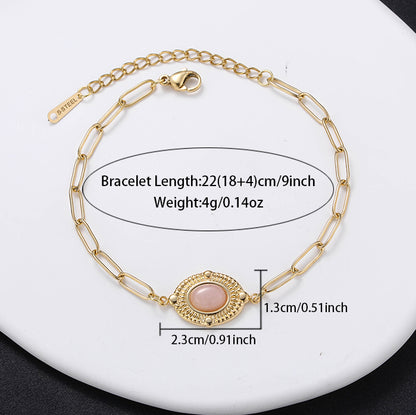 Simple Style Sun Stainless Steel Plating Inlay Natural Stone 18k Gold Plated Bracelets