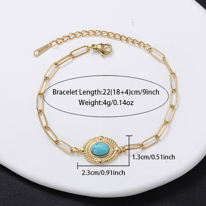 Simple Style Sun Stainless Steel Plating Inlay Natural Stone 18k Gold Plated Bracelets