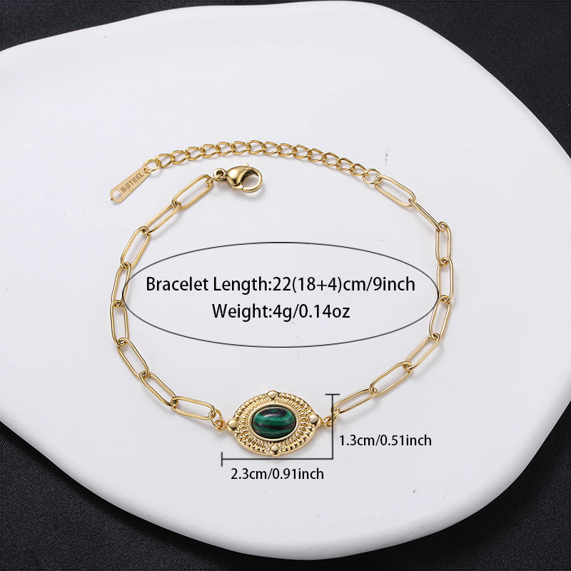 Simple Style Sun Stainless Steel Plating Inlay Natural Stone 18k Gold Plated Bracelets