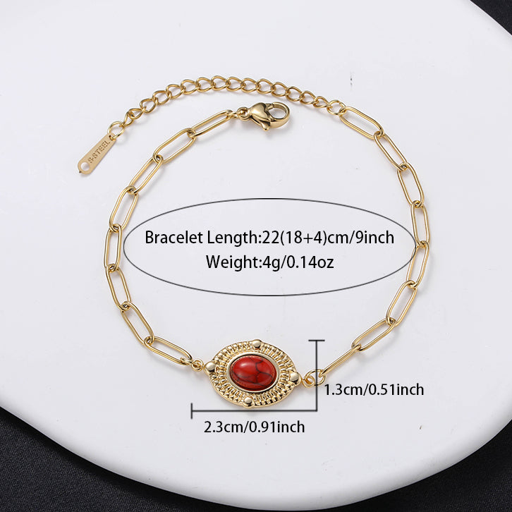 Simple Style Sun Stainless Steel Plating Inlay Natural Stone 18k Gold Plated Bracelets