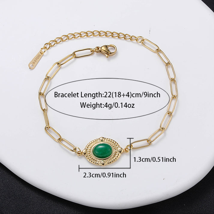 Simple Style Sun Stainless Steel Plating Inlay Natural Stone 18k Gold Plated Bracelets