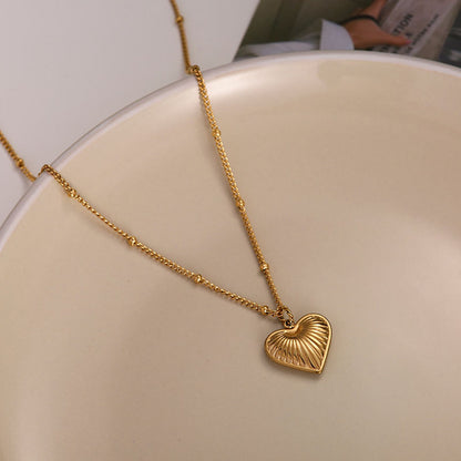 Wholesale Elegant Simple Style Heart Shape Stainless Steel Titanium Steel Plating Gold Plated Pendant Necklace