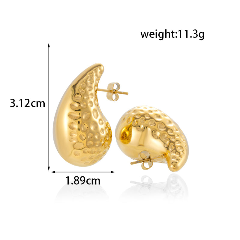 1 Pair Simple Style Geometric Water Droplets Plating Stainless Steel 18k Gold Plated Drop Earrings